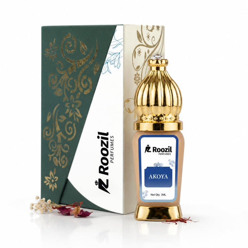 Roozil Akoya Fresh Fruity Gourmand Arabian Attar Perfume Oil | Alcohol Free Long Lasting Roll On Attar for Men & Women | Bergamot Orange Raspberry Sandalwood (3 ML)