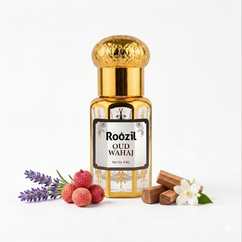 Roozil OUD WAHAJ Attar Perfume Oil 6ML – Long Lasting Arabic Attar | Alcohol-Free Roll-On Fragrance | Rich Woody Oriental Scent for Men & Women