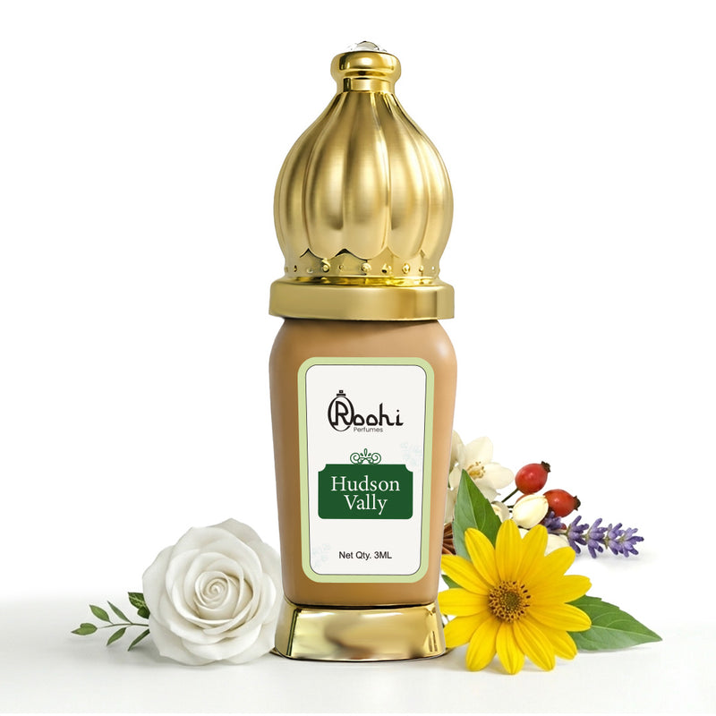 Roohi Hudson Valley Attar Perfume Oil 3ML – Long Lasting Unisex Fragrance with Fresh Woody & Aromatic Notes – Alcohol Free Ittar – Pocket Size Travel Friendly