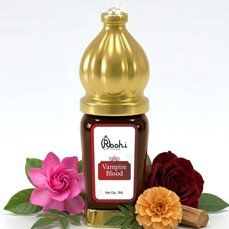 Roohi Vampire Blood Attar Perfume Oil 3ML – Long Lasting Unisex Fragrance with Bold Sweet & Woody Notes – Alcohol Free Ittar – Pocket Size Travel Friendly