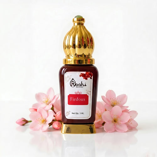 Roohi Firdous Attar Perfume Oil 3ML – Long Lasting Unisex Fresh Green & Floral Fragrance – Alcohol Free Arabic Ittar – Pocket Size Travel Friendly