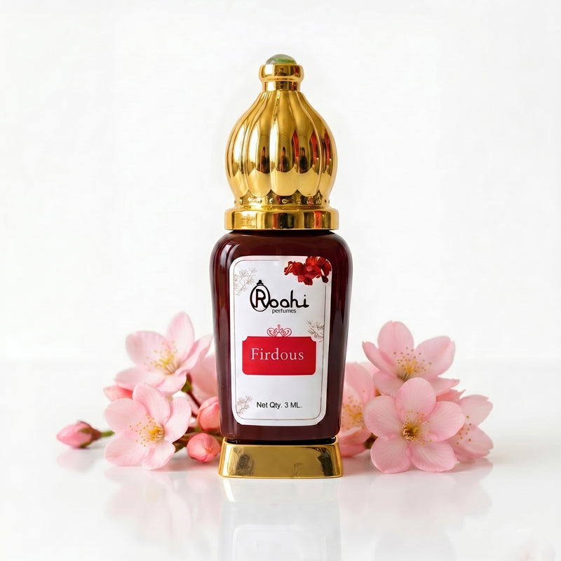 Roohi Firdous Attar Perfume Oil 3ML – Long Lasting Unisex Fresh Green & Floral Fragrance – Alcohol Free Arabic Ittar – Pocket Size Travel Friendly