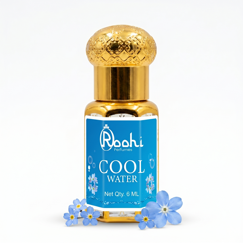 Roohi Cool Water Attar 6ML | Fresh Aquatic & Citrus Fragrance | Long Lasting Non-Alcoholic Attar Perfume Oil for Men & Women | Pocket Roll-On Ittar | Travel Size
