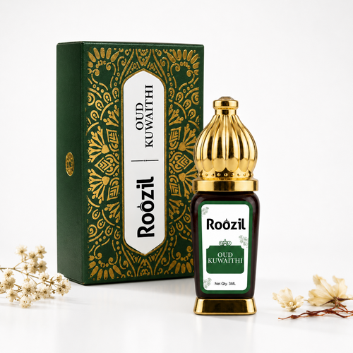 Roozil Oud Kuwaithi Attar 3ml | Premium Arabian Oud Perfume Oil | Long Lasting Alcohol-Free Concentrated Fragrance | Unisex Luxury Attar
