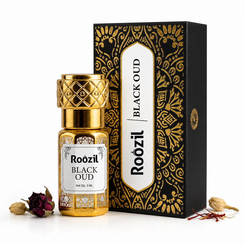 Roozil Black Oud 3ML | Luxury | Premium | Oud Attar | Non-Alcoholic | Attar Perfume | Long Lasting Perfume Oil | Perfume for men | Perfume for women | Concentrated | Pocket Perfume | Roll On