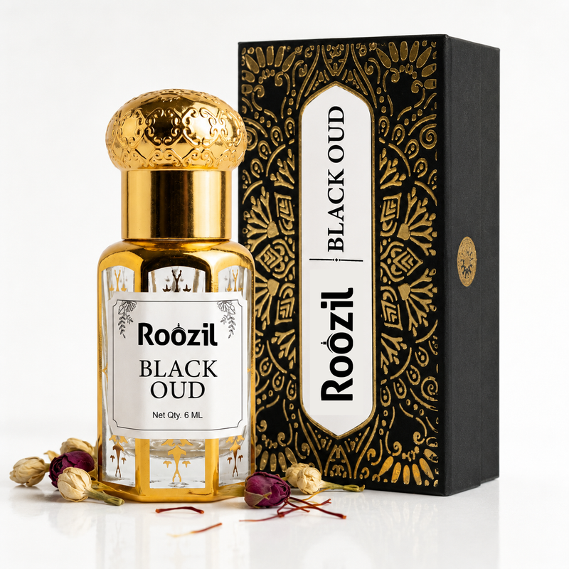 Roozil Black Oud 6 ML | Luxury | Premium | Oud Attar | Non-Alcoholic | Attar Perfume | Long Lasting Perfume Oil | Perfume for men | Perfume for women | Concentrated | Pocket Perfume | Roll On