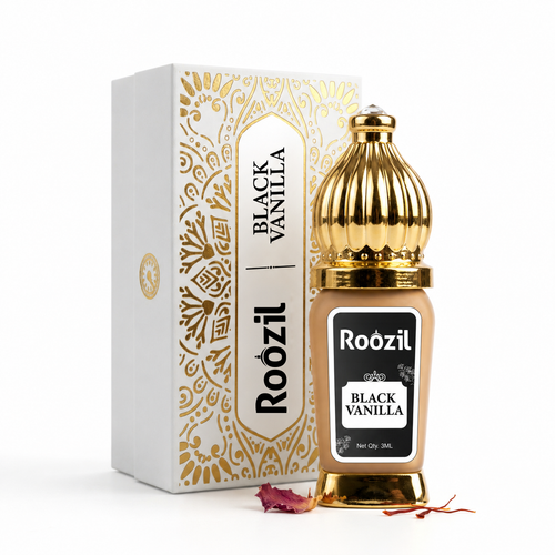 Roozil Black Vanilla 3 ML | Luxury | Premium | Attar | Non Alcoholic | Attar Perfume | Long Lasting Perfume Oil | Perfume for men and women | Vanilla Perfume| Concentrated | Pocket Perfume | Roll On | Vanilla Attar