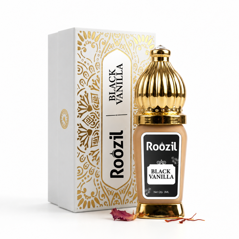 Roozil Black Vanilla 3 ML | Luxury | Premium | Attar | Non Alcoholic | Attar Perfume | Long Lasting Perfume Oil | Perfume for men and women | Vanilla Perfume| Concentrated | Pocket Perfume | Roll On | Vanilla Attar