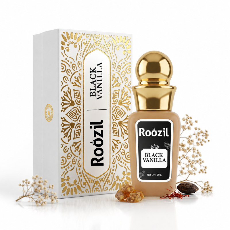 Roozil Black Vanilla 6 ML | Luxury | Premium | Attar | Non Alcoholic | Attar Perfume | Long Lasting Perfume Oil | Perfume for men and women | Vanilla Perfume| Concentrated | Pocket Perfume | Roll On | Vanilla Attar