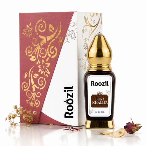 Roozil Burj Khalifa 6 ML | Royal Oud Attar Perfume Oil | Concentrated Luxury Perfume | Long Lasting Non-Alcoholic Fragrance | Roll On for Men & Women