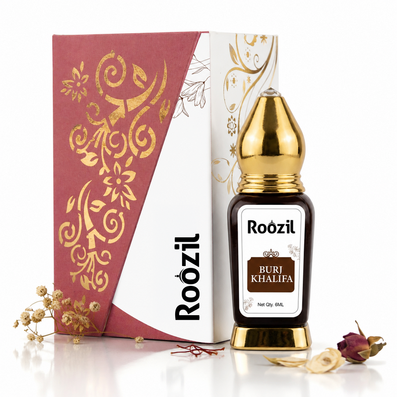 Roozil Burj Khalifa 6 ML | Royal Oud Attar Perfume Oil | Concentrated Luxury Perfume | Long Lasting Non-Alcoholic Fragrance | Roll On for Men & Women
