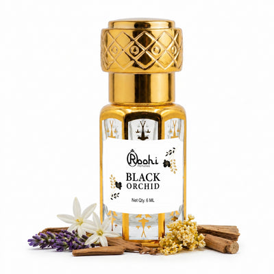 Roohi Black Orchid Attar 6ML | Rich Floral & Warm Spicy Fragrance | Long Lasting Non-Alcoholic Attar Perfume Oil for Men & Women | Pocket Roll-On Ittar | Travel Size