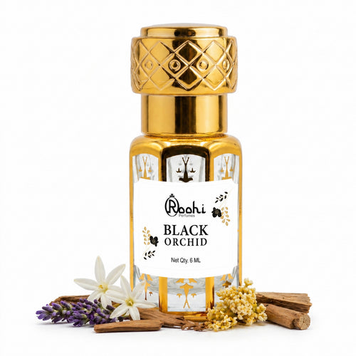 Roohi Black Orchid Attar 6ML | Rich Floral & Warm Spicy Fragrance | Long Lasting Non-Alcoholic Attar Perfume Oil for Men & Women | Pocket Roll-On Ittar | Travel Size