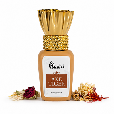 Roohi Axe Tiger Attar 6ML | Strong Woody & Fresh Fragrance | Long Lasting Non-Alcoholic Attar Perfume Oil for Men | Pocket Roll-On Ittar | Travel Size