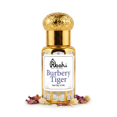 Roohi Burbery Tiger Attar 6ML | Warm Woody & Spicy Fragrance | Long Lasting Non-Alcoholic Attar Perfume Oil for Men & Women | Pocket Roll-On Ittar | Travel Size