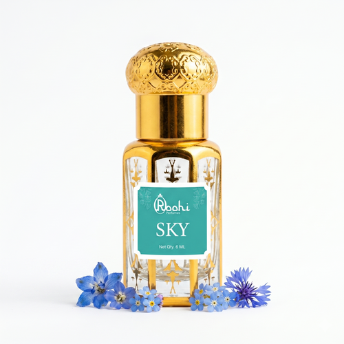 Roohi Sky Attar 6ML | Fresh Aquatic & Citrus Fragrance | Long Lasting Non-Alcoholic Attar Perfume Oil for Men & Women | Pocket Roll-On Ittar | Travel Size
