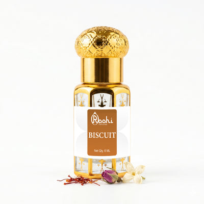 Roohi Biscuit Attar 6ML | Sweet Gourmand Chocolate & Vanilla Fragrance | Long Lasting Non-Alcoholic Attar Perfume Oil for Men & Women | Pocket Roll-On Ittar | Travel Size