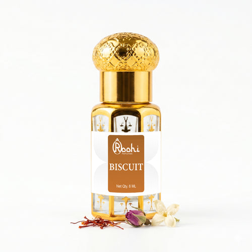 Roohi Biscuit Attar 6ML | Sweet Gourmand Chocolate & Vanilla Fragrance | Long Lasting Non-Alcoholic Attar Perfume Oil for Men & Women | Pocket Roll-On Ittar | Travel Size