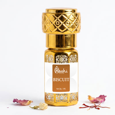 Roohi Biscuit Attar 3ML | Sweet Gourmand Chocolate & Vanilla Fragrance | Long Lasting Non-Alcoholic Attar Perfume Oil for Men & Women | Mini Pocket Roll-On Ittar | Travel Size