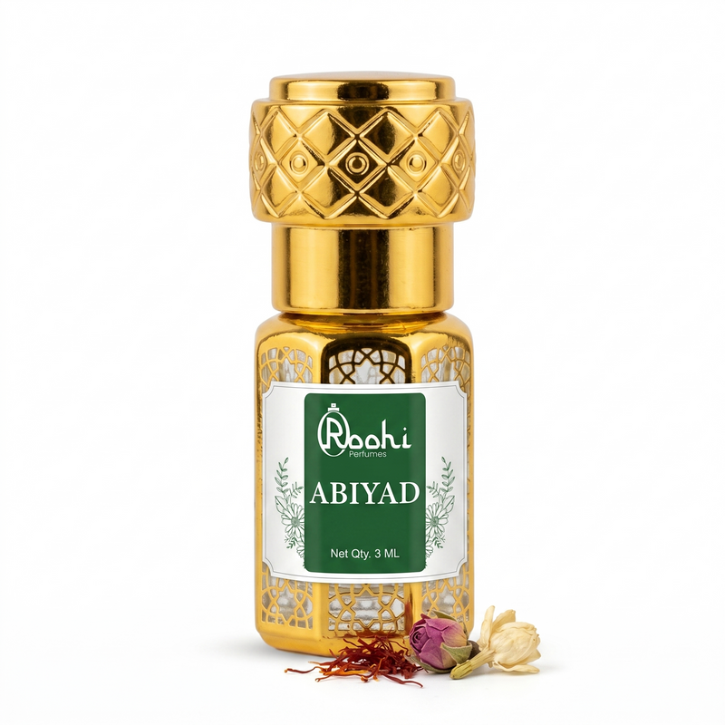 Roohi Abiyad Attar 3ML | Soft White Musk & Powdery Fragrance | Long Lasting Non-Alcoholic Attar Perfume Oil for Men & Women | Mini Pocket Roll-On Ittar | Travel Size