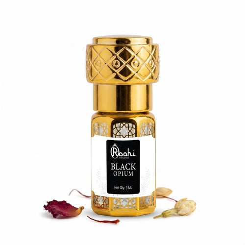 Roohi Black Opium Attar 3ML | Sweet Coffee & Vanilla Fragrance | Long Lasting Non-Alcoholic Attar Perfume Oil for Men & Women | Mini Pocket Roll-On Ittar | Travel Size