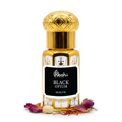 Roohi Black Opium Attar 6ML | Sweet Coffee & Vanilla Fragrance | Long Lasting Non-Alcoholic Attar Perfume Oil for Men & Women | Pocket Roll-On Ittar | Travel Size
