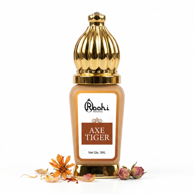 Roohi Axe Tiger Attar 3ML | Strong Woody & Fresh Fragrance | Long Lasting Non-Alcoholic Attar Perfume Oil for Men | Mini Pocket Roll-On Ittar | Travel Size