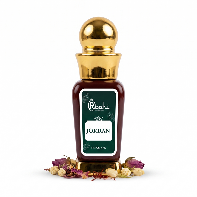 Roohi Jordan Attar 6ML | Fresh Woody & Musky Fragrance | Long Lasting Non-Alcoholic Attar Perfume Oil for Men & Women | Pocket Roll-On Ittar | Travel Size