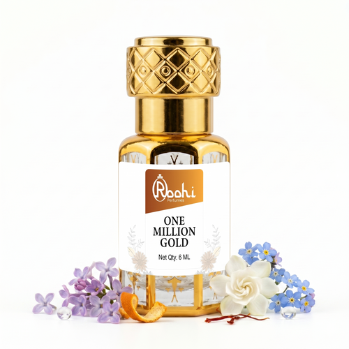 Best Attar for Men – Roohi Million Gold Signature Attar 6ML | Rich Sweet & Woody Long Lasting Non-Alcoholic Perfume Oil for Men | Pocket Roll-On Ittar | Travel Size