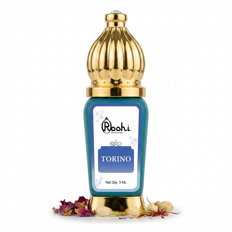 Roohi Torino Attar 3ML | Fresh Citrus & Woody Long Lasting Non-Alcoholic Perfume Oil for Men & Women | Mini Pocket Roll-On Ittar | Travel Size