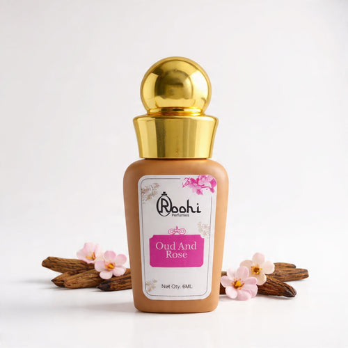 Roohi Oud and Rose Attar Perfume Oil 6ML – Long Lasting Unisex Floral & Woody Fragrance – Alcohol Free Arabic Ittar – Travel Friendly Pocket Perfume