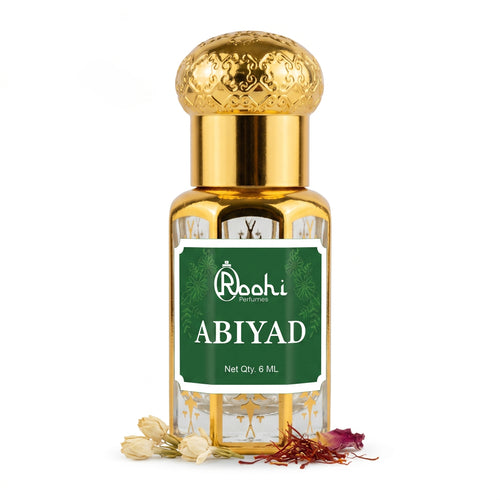 Roohi Abiyad Attar 6ML | Soft White Musk & Powdery Fragrance | Long Lasting Non-Alcoholic Attar Perfume Oil for Men & Women | Pocket Roll-On Ittar | Travel Size